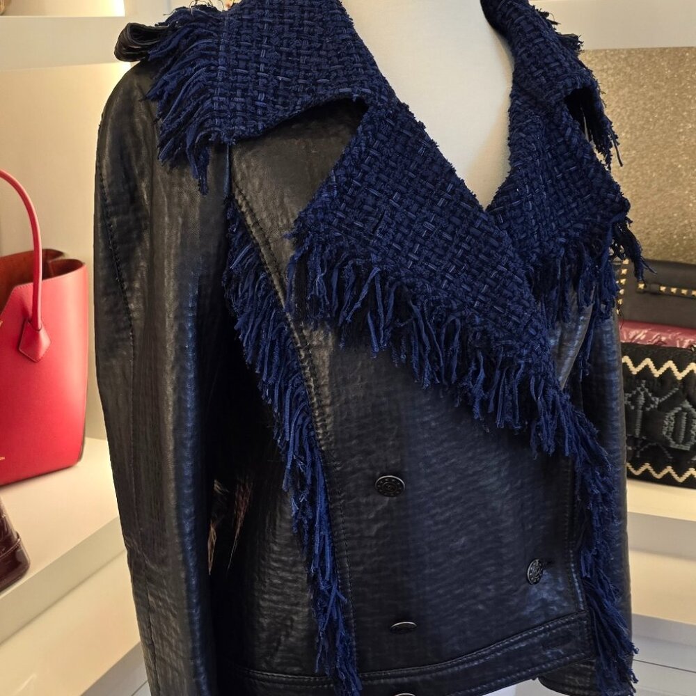 CHANEL Leather Jacket with Fringe M9042 NWT $13580 size 44